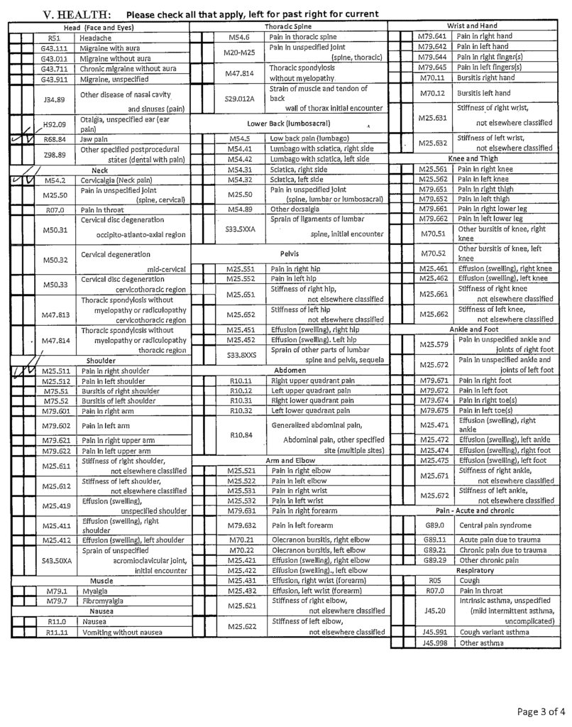 Health Info Chart