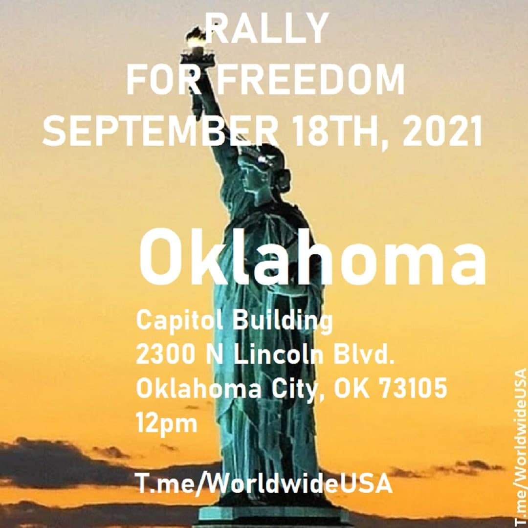 Rally For Freedom, Oklahoma and Worldwide - Sat. Sep. 18, 2021