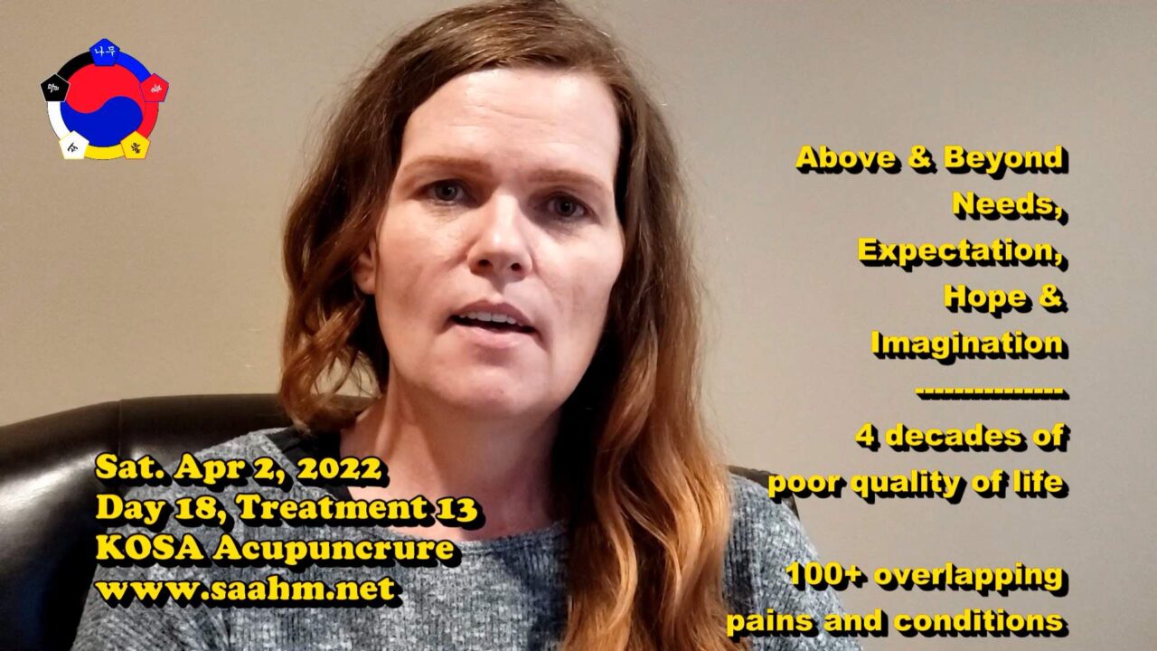 KOSA Acupuncture For A Better Quality Of Life #13 - Day 18, Tx 13 - Video Testimonial